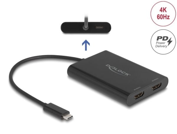 Delock - Telakointiasema - USB-C / Thunderbolt 3 / Thunderbolt 4 - 2 x HDMI