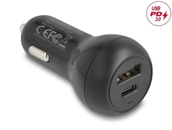 Delockin autolataussovitin USB Type-C PD 3.0 ja USB Type-A 32 W:lla