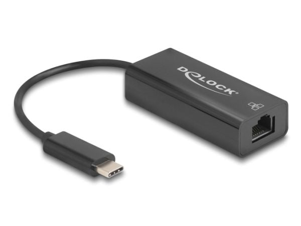 Delock - Nettverksadapter - USB-C - 10/100 Ethernet x 1 - svart