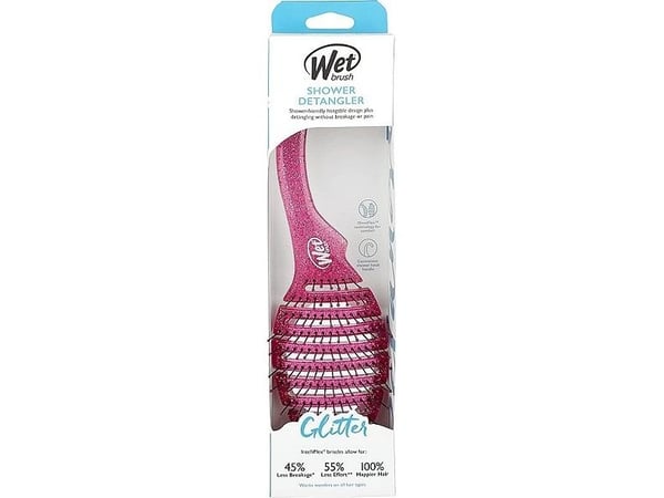 Wet Brush Wet Shower Detangler Pink Glitterbørste for å løse ut hår i dusjen