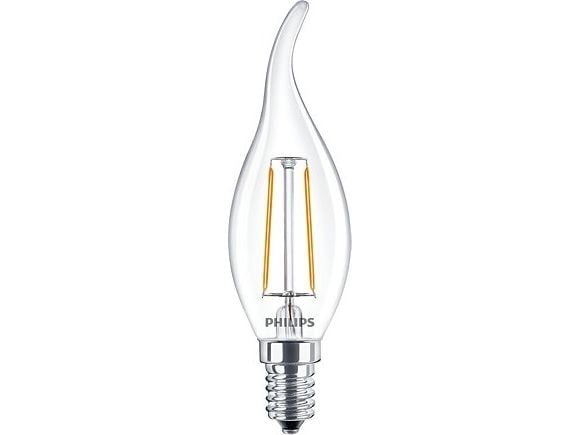 Philips CorePro - LED-filamentlyspære - form: BA35 - klar finish - E14 - 2 W (ekvivalent 25 W) - klasse E - varmt hvitt lys - 2700 K