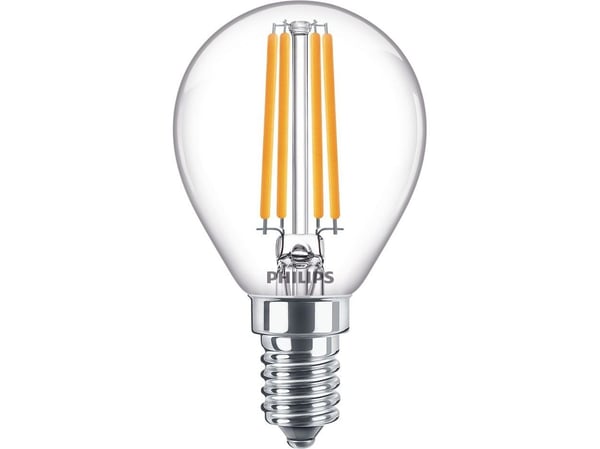 Philips CorePro - LED-filamentlyspære - form: P45 - klar finish - E14 - 6.5 W (ekvivalent 60 W) - klasse E - varmt hvitt lys - 2700 K