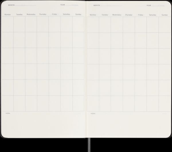 MOLESKINE ukekalender udatert, L, innbundet, 13x21 cm, svart