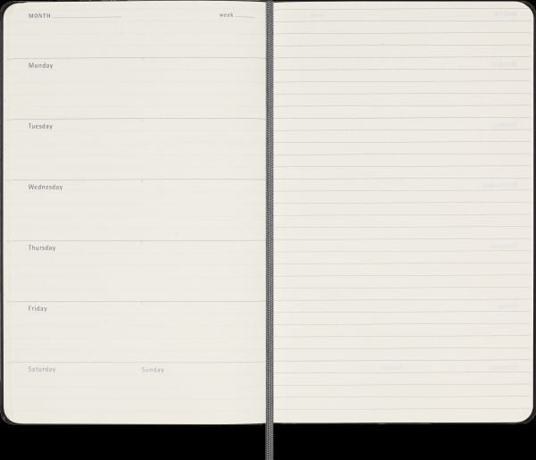 MOLESKINE ukekalender udatert, L, innbundet, 13x21 cm, svart