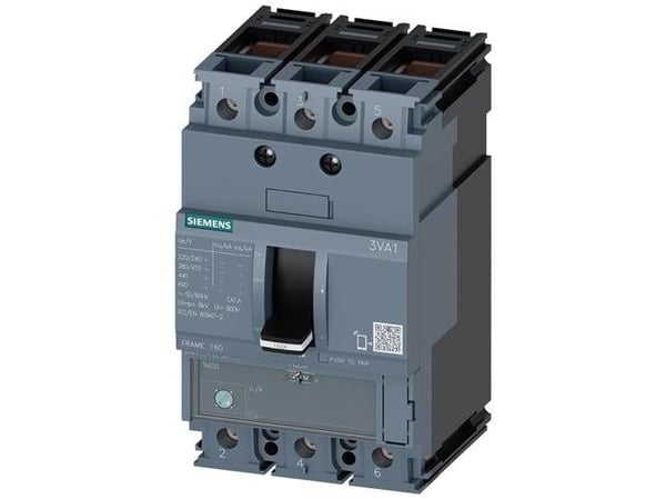 Siemens 3VA1163-6EE36-0AA0 Strömbrytare 1 st Inställningsområde (ström): 44 - 63 A Kopplingsspänning (max.): 690 V/AC (B x H x D) 76,2 x 130 x 70 mm
