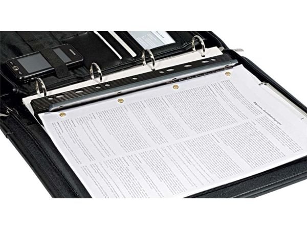 WEDO hullstanser Business, 4 hull, sort stansekapasitet: 3 mm, laget av plast med metallskinne (67 9401)