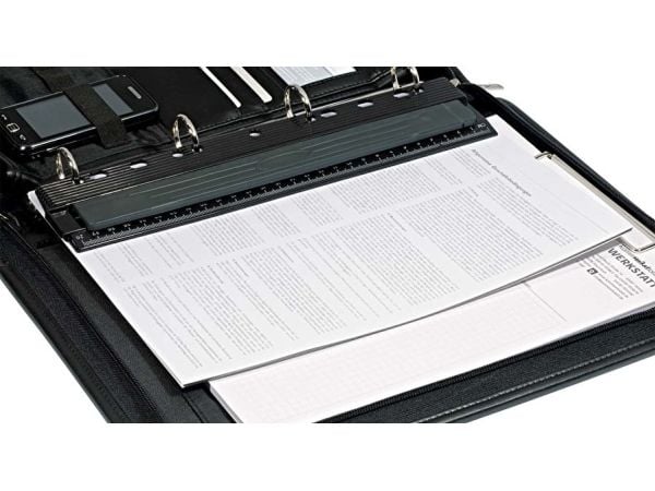WEDO hullstanser Business, 4 hull, sort stansekapasitet: 3 mm, laget av plast med metallskinne (67 9401)