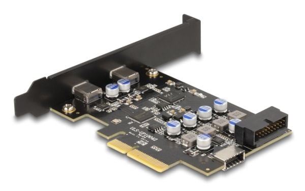 Delock - USB-adapter - PCIe 3.0 x4 lav profil - USB-C x 1 + USB x 1 + USB 3.0 (intern) x 1