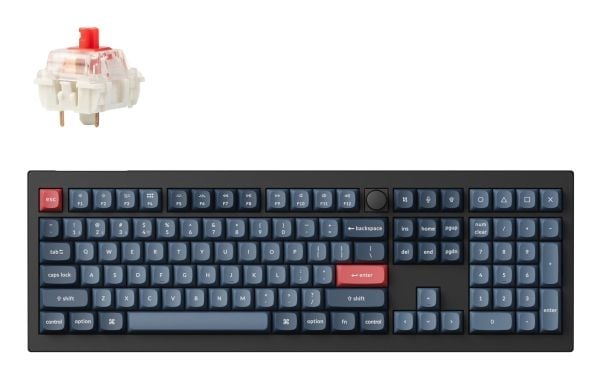 Keychron V6 Max - Tastatur - QMK/VIA, tilpasset mekanisk - 100% - full size - med knott - bakgrunnsbelyst - trådløs - Bluetooth 5.1, 2.4 GHz, USB-C...