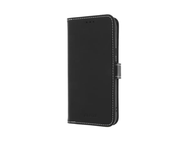 Insmat Exclusive - Flip-deksel for mobiltelefon - ekte skinn, papp+papir, polykarbonat, bomullssøm - svart