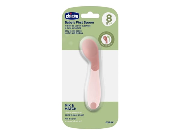 Chicco 00016100150000, Pikkulasten lusikka, Ruusu, Poika/tyttö, 0,8 vuosi/vuosia, 215 mm, 100 mm