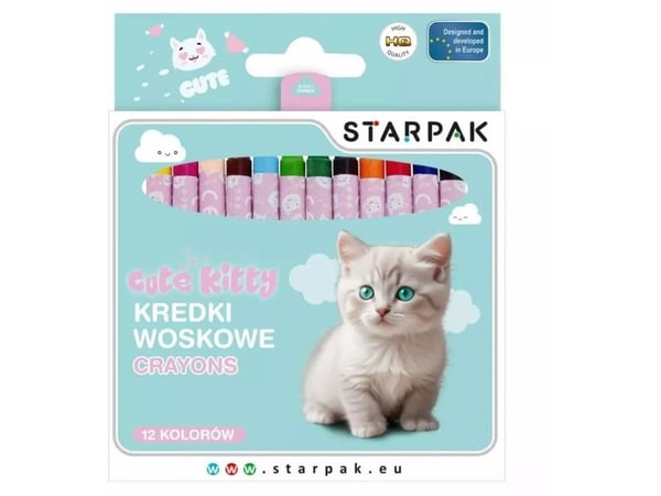 Starpak voksfargestifter 12 farger CUTIES KITTY STK PUD 12/144