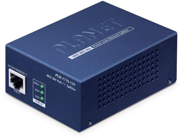 PLANET POE-173S-12V, Blå, Metall, PoE, 0 - 50 °C, -10 - 70 °C, 5 - 95%