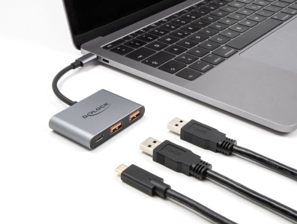 Delock - Hub - 10 Gbps, with USB-C connector - 1 x USB-C 3.2 Gen 2 + 2 x USB 3.2 Gen 2 - stasjonær
