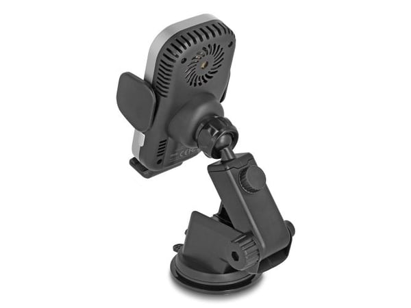 Delock - Trådløs ladeholder for bil - with charging and cooling function, Qi - 15 watt - 1.25 A - svart, grå