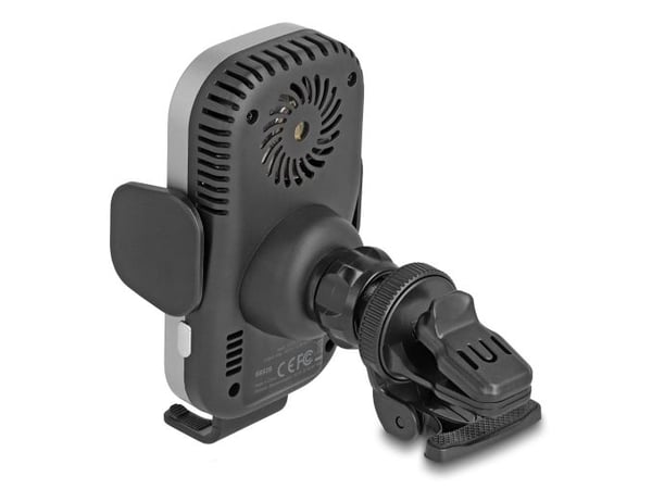 Delock - Trådløs ladeholder for bil - with charging and cooling function, Qi - 15 watt - 1.25 A - svart, grå
