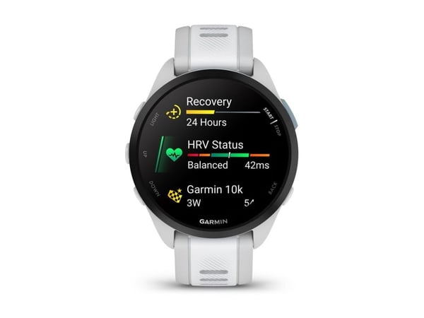 Garmin Forerunner 165 - Disgrå - sportsur med bånd - silikon - hvitstein - håndleddstørrelse: 126-203 mm - display 1.2" - 4 GB - Bluetooth, ANT+ - ...