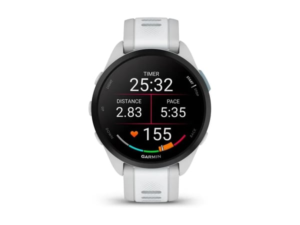 Garmin Forerunner 165 - Disgrå - sportsur med bånd - silikon - hvitstein - håndleddstørrelse: 126-203 mm - display 1.2" - 4 GB - Bluetooth, ANT+ - ...