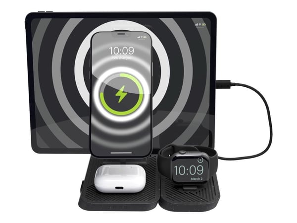 ZENS 4-in-1 - Trådløst ladestativ - Modulær, med iPad ladestativ + AC-strømadapter - 30 watt - på kabel: USB-C - svart - for Apple AirPods with Mag...