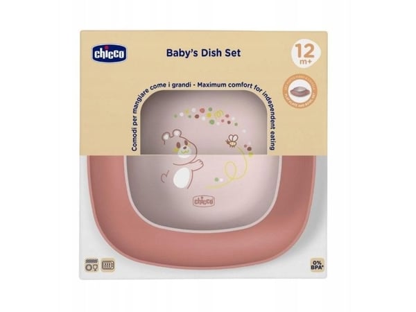 Chicco CHICCO-1600215 set med 2 skålar rosa 12M+