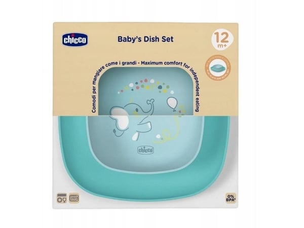 Chicco set med 2 tallrikar blå 12M+ CHICCO-1600225