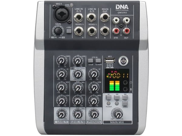 DNA QMX502 analog ljudmixer 5 kanaler Blå