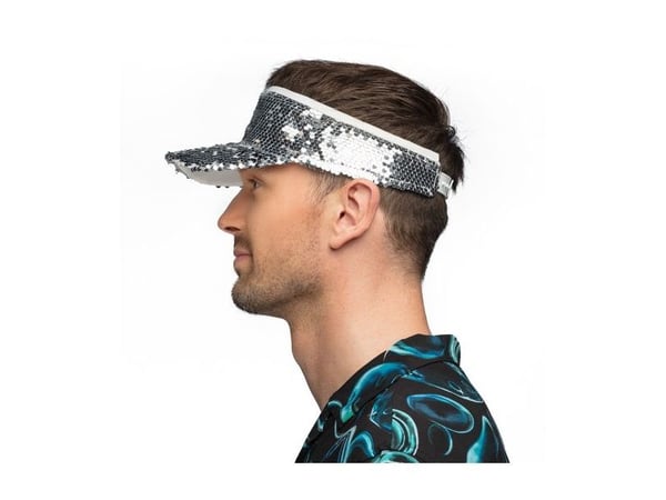 Silverglittrig solskärm