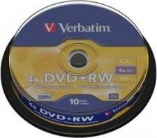 Verbatim - 10 x DVD+RW - 4.7 GB (120 min) 4x - matt sølv - spindel
