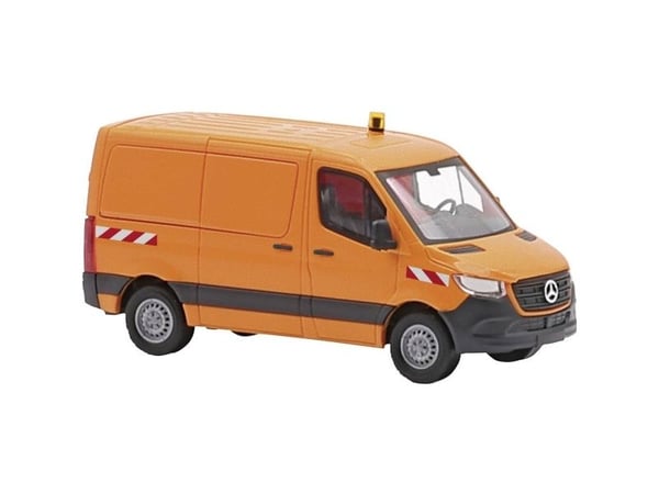 Busch 53407 H0 personbil modell Mercedes-Benz Sprinter, kort hjulbas/platt tak, trafikorange