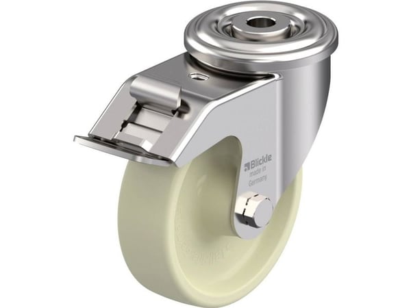 Blickle 922843 LIXR-POH 100G-FI-OF värmebeständigt styrhjul i rostfritt stål, hjuldiameter 100 mm, bärförmåga (max.) 150 kg, 1 st
