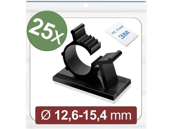 Quadrios 24CA452 Kiinnityspistorasia Itseliimautuva 24CA452 Bundle-Ø-alue 12,6-15,4 mm Musta 25 kpl