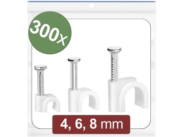 Quadrios 24CA424 spikklips, område 2–8 mm, vit, 300 st