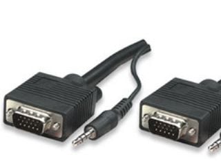 Manhattan HD15, 3.5mm/HD15, 3.5mm, M/M, 1.8m, 1,8 m, VGA (D-Sub) + 3.5mm, VGA (D-Sub) + 3.5mm, Nickel, Sort, Hankjønn/hankjønn