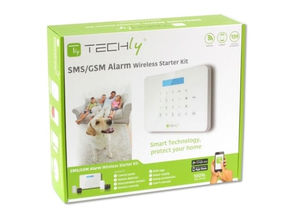 Techly I-ALARM-KIT001, Hvit, Knapper, Telefonsamtale/SMS, LED, Akrylonitril-butadien-styren (ABS), Android