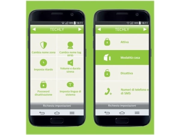Techly I-ALARM-KIT001, Hvit, Knapper, Telefonsamtale/SMS, LED, Akrylonitril-butadien-styren (ABS), Android