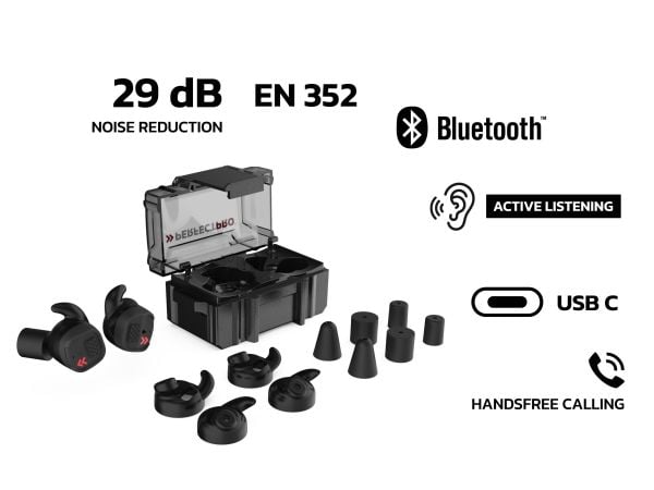 Perfectpro H-10, In-ear, Sort, Rød, 29 dB, IPX5, Trådløs, Batteri