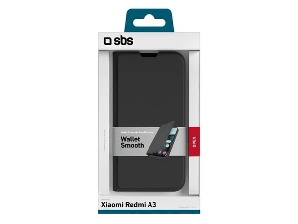 SBS TEWALXIA3K, Lommebok-etui, Xiaomi, Redmi A3, 17,3 cm (6.8"), Sort