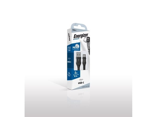 Energizer Ultimate - USB-A til USB-C-tilkoblingskabel 2m (svart)