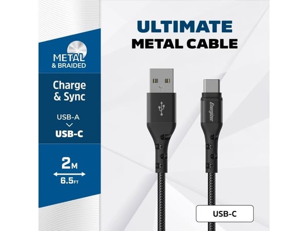 Energizer Ultimate - USB-A til USB-C-tilkoblingskabel 2m (svart)