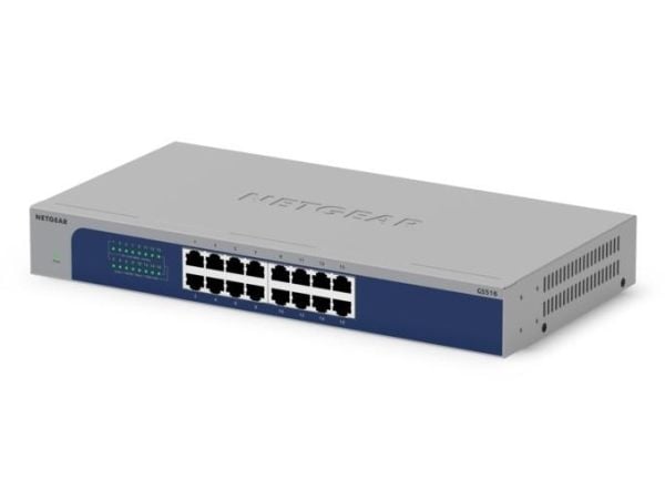 NETGEAR GS516 - V3 - switch - ikke-styrt - 16 x 10/100/1000 - stasjonær, rackmonterbar