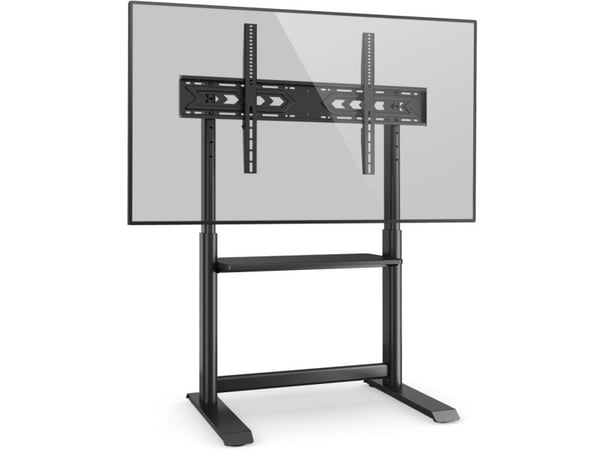 TV-gulvstativ 60-86" opptil 68 kg justerbart med AV-hylle