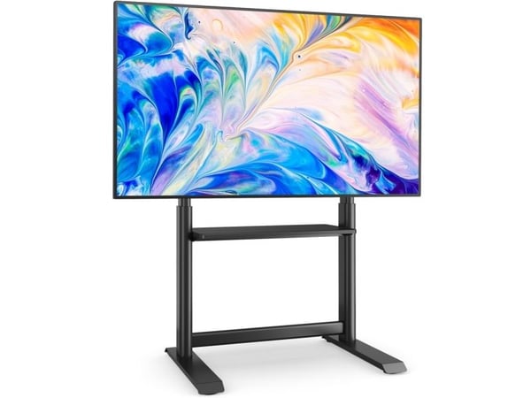 TV-gulvstativ 60-86" opptil 68 kg justerbart med AV-hylle