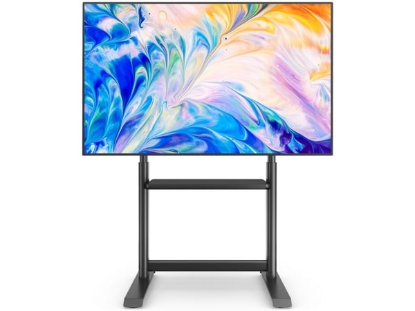 TV-gulvstativ 60-86" opptil 68 kg justerbart med AV-hylle