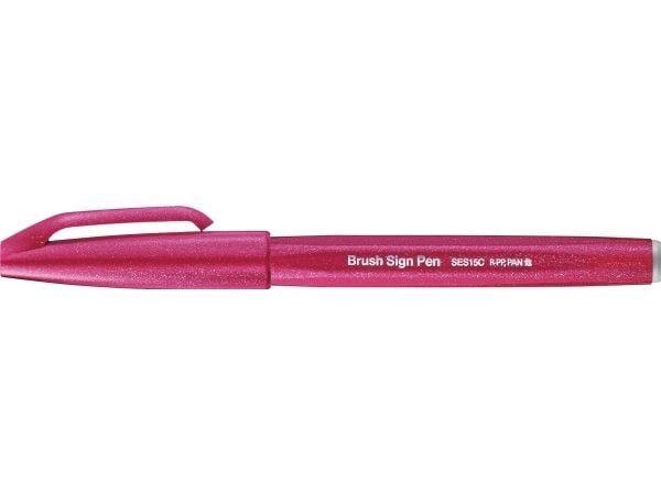 Pentel Brush Sign, Fint, 1 farger, Rød, Pensel tupp, 0,5 mm, 2 mm