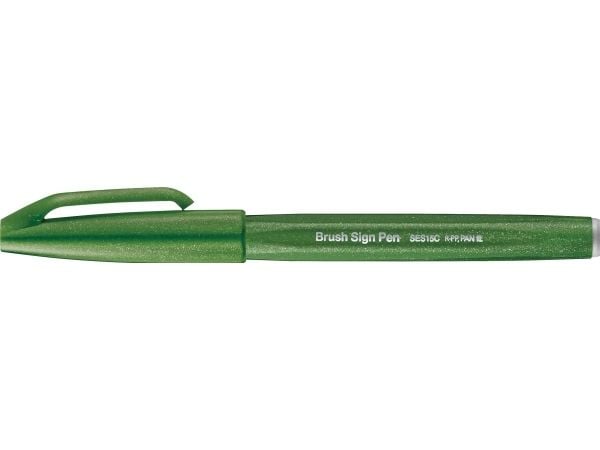 Pentel Brush Sign, Fint, 1 farger, Grønn, Pensel tupp, 0,5 mm, 2 mm