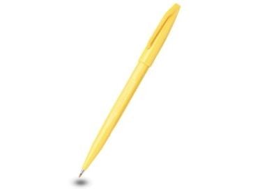 Pentel Sign Pen, Gult, Gult, Plast, Rund, Vann-basert blekk, Fiber