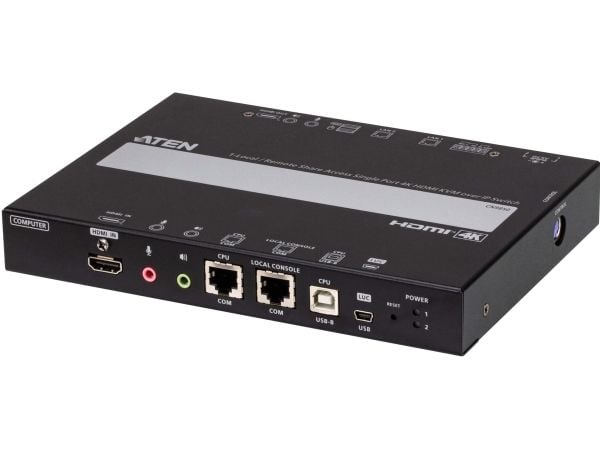 ATEN CN9850 - KVM-svitsj - fjernstyrt delt tilgang, enkeltport, 4K, HDMI - 4 x KVM port(s) - 1 lokalbruker - rackmonterbar