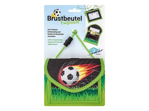 WEDO brystlomme "FOTBALL", 3 rom, laget av polyesterdimensjoner: (B)140 x (D)7 x (H)108 mm, med sikkerhetssnor, - 1 stk (241 3001)