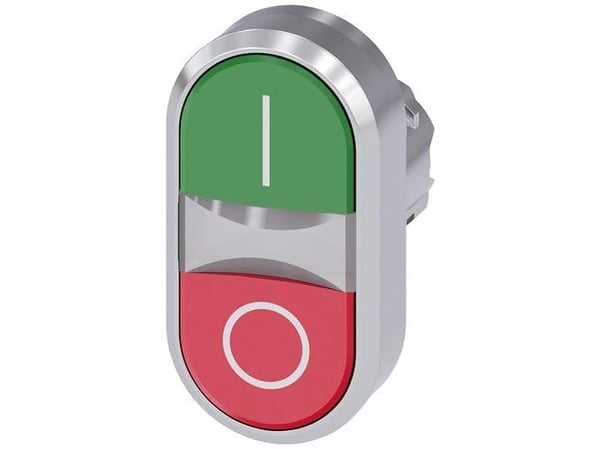 Siemens SIRIUS ACT kaksoispainike etuselementti metalli, kiiltävä, punainen/vihreä (3SU1050-3AB42-0AK0)