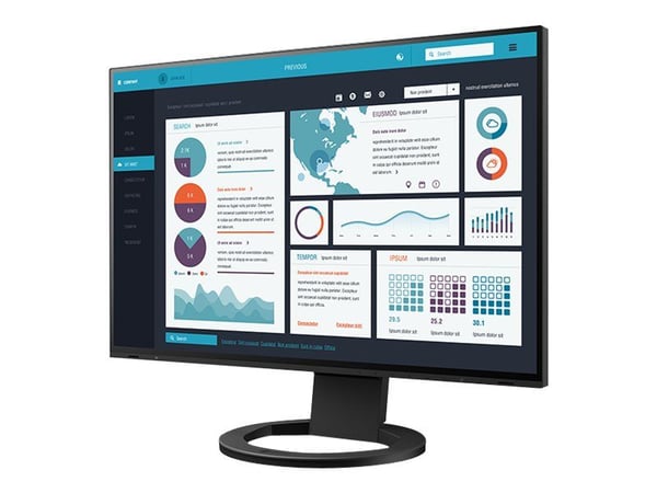 EIZO FlexScan EV2495-BK - Med FlexStand - LED-skärm - 24.1" (24" visbar) - 1920 x 1200 - IPS - 350 cd/m² - 1000:1 - 5 ms - HDMI, DisplayPort, USB-C...